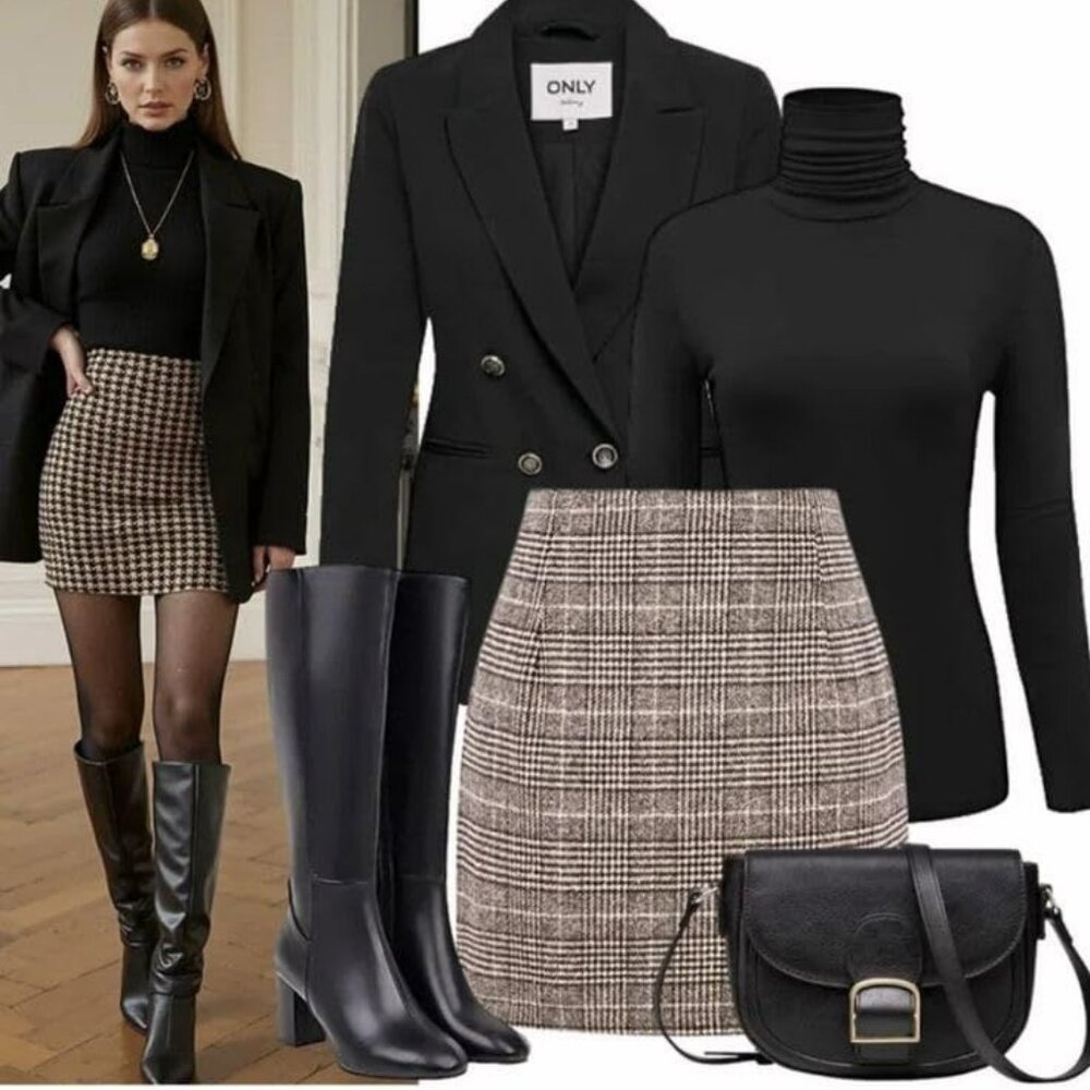 Amazon Plaid Mini Skirt - Brown and Beige